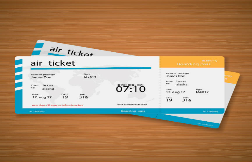 Modello di biglietto aereo falso da personalizzare